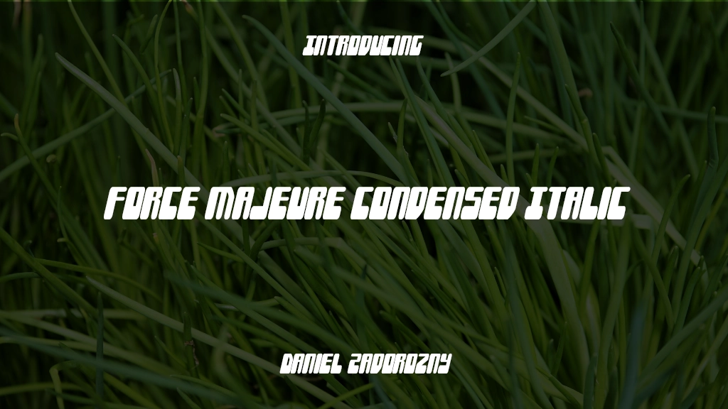 Force Majeure Condensed Italic Condensed Italic 字体样本图像  1